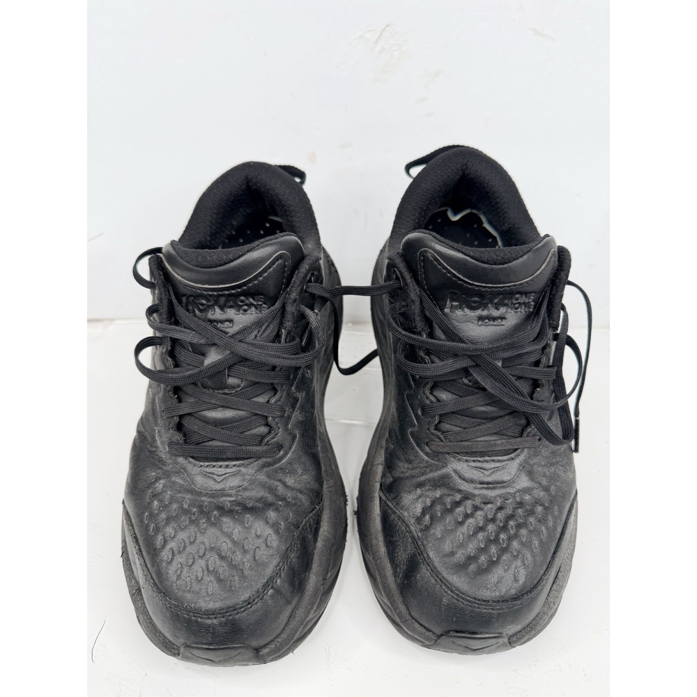 Hoka Bondi SR Black Leather Slip Resistant Shoes Mens 9 Wide 2E Work - Picture 3 of 12